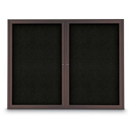 United Visual Products Sliding Door Indoor Enclosed Corkboard, 9 UV9030ACS-GOLD-CINNABA